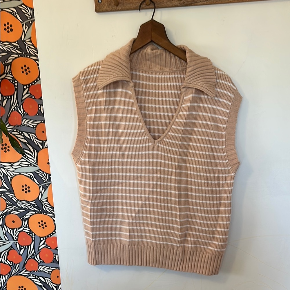Striped Knit Sleeveless Sweater Vest